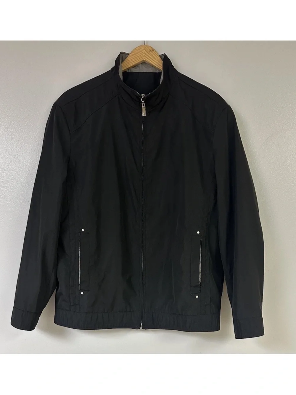 Polo Ralph Lauren Black Wool Lined Full Bomber Zip Jacket Size 48 (175/92A)